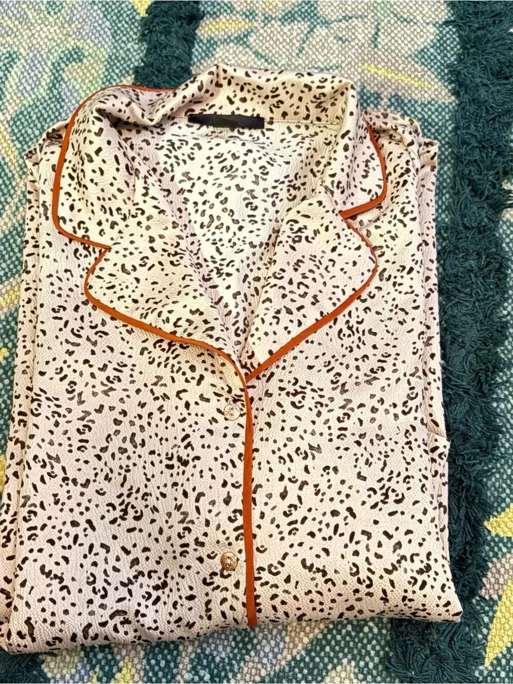 Midnight Bakery Leopard Pajama Shirt Dress M
